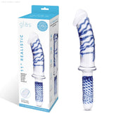 11" Realistic Double Ended Glass Dildo with Handle-French Quarter Lingerie